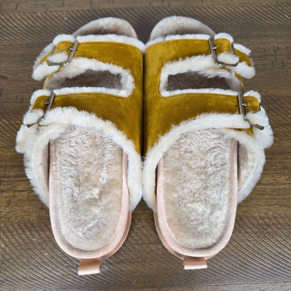 Forte Forte Sandals Women EU 40 US 9 Brown Shearling Leather Buckle Slides Italy - Picture 5 of 8